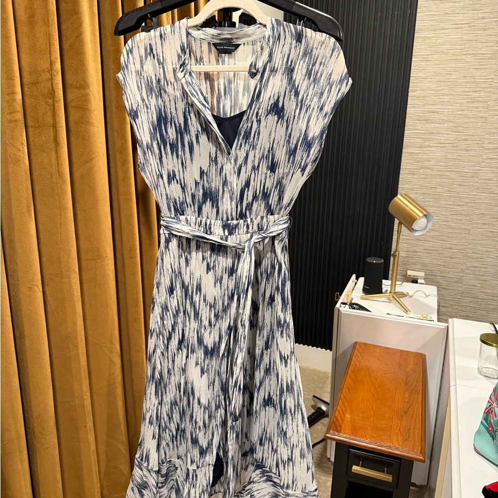 Club Monaco Navy and White Maxi Dress Size 2 - Picture 6 of 8